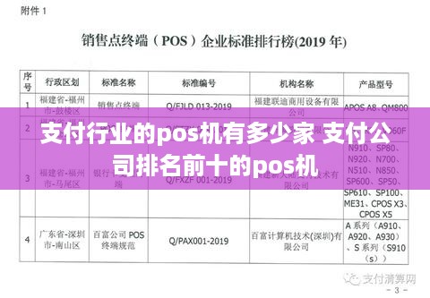 支付行业的pos机有多少家 支付公司排名前十的pos机