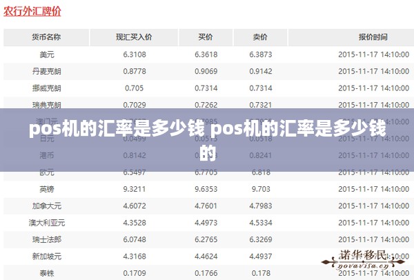 pos机的汇率是多少钱 pos机的汇率是多少钱的