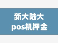 新大陆大pos机押金多少 新大陆pos押金299压哪了