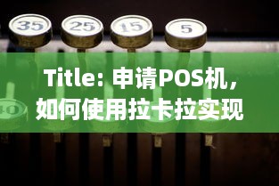 Title: 申请POS机，如何使用拉卡拉实现商业拓展