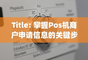 Title: 掌握Pos机商户申请信息的关键步骤与注意事项