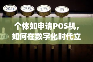 个体如申请POS机，如何在数字化时代立足