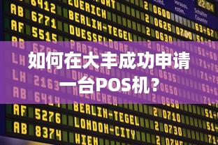 如何在大丰成功申请一台POS机？